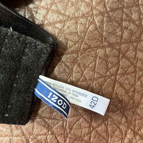 Izod Rose Lace Overlay‎ Padded Strap Lightly Padded Full Coverage Black Bra 42D - Picture 7 of 9